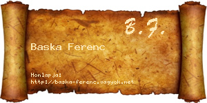 Baska Ferenc névjegykártya